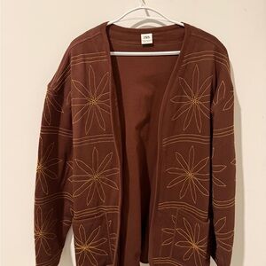 Zara Brown Floral Embroidered Cardigan